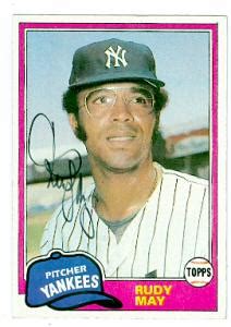 Rudy May Autographed Baseball Card New York Yankees 1981 Topps 179