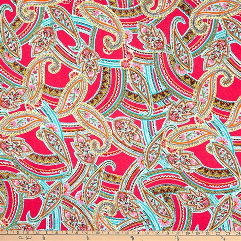 Fabtrends Dty Paisley Floral Bright Pink Fabric By The Yard