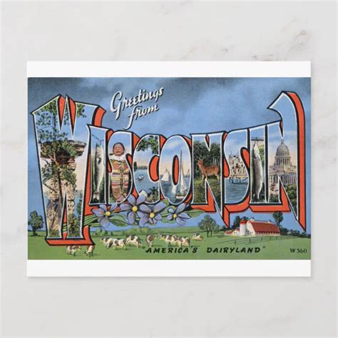 Greetings From Wisconsin Postcard Zazzle