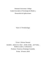 2 2 Tarea Local Network Docx National University College Grado