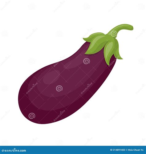 Fresh Nature Vegetable Purple Eggplant Cartoon Vector Isolated