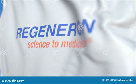 Flying Flag with Regeneron Logo, Close-up. Editorial 3D Rendering ...