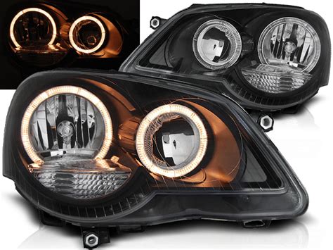 Faros Delanteros Angel Eyes Vw Polo 9n3 04 05 09 Fondo Negro 212 00