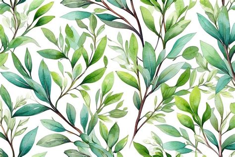 Premium Photo Watercolor Spring Branches Seamless Pattern Botanical