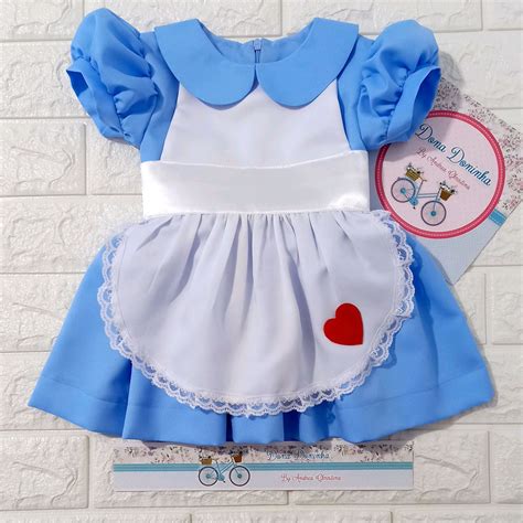 Vestido Alice no País das Maravilhas Bebê Mesversário Elo7