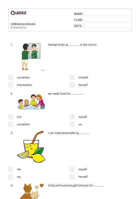 50 Reflexive Pronouns Worksheets For 8th Class On Quizizz Free