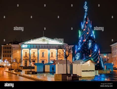 Traditional Christmas Market In Vilnius Town Hall Stock Photo Alamy