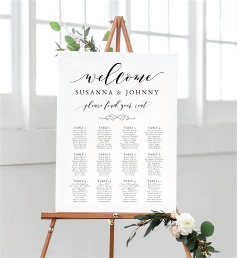 Welcome Seating Chart Table Allocation Printable Seating Etsy