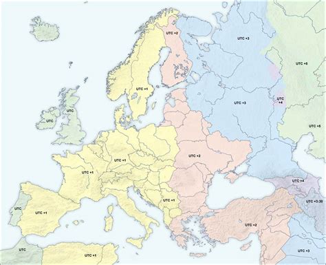 Printable Map Of Europe Blank Time Zones Map Images