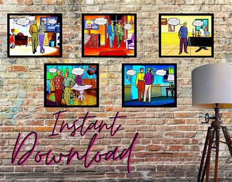 Hipster Cartoon Gay Comic Art Set Of Pickup Lines Printable Art Gay