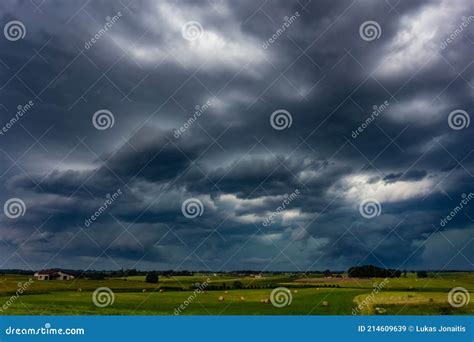 Supercell Storm Clouds with Wall Cloud and Intense Rain Stock Image ...