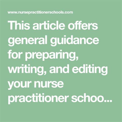 Writing Your Nurse Practitioner School Personal Statement Nurse