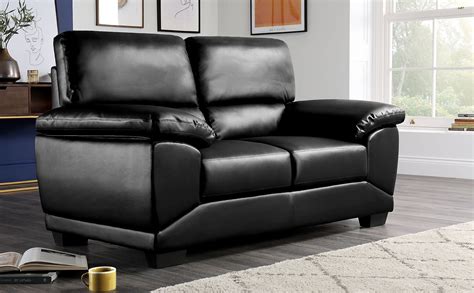 Oregon Black Leather 2 Seater Sofa Furniture Choice