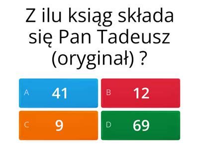 Quiz Pan Tadeusz Ksi Ga Materia Y Dydaktyczne