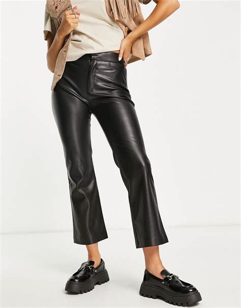 Stradivarius Straight Leg Faux Leather Pants In Black ShopStyle