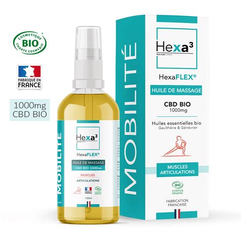 Huile De Massage CBD Bio 1000mg 100ml HexaFLEX Hexa3