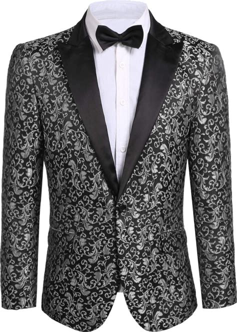 Jinidu Mens Floral Party Dress Suit Stylish Dinner Jacket Wedding