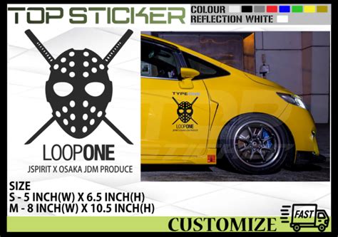 Loop One Kanjo Mask Jspirit X Osaka Jdm Produce Car Sticker Kereta Myvi