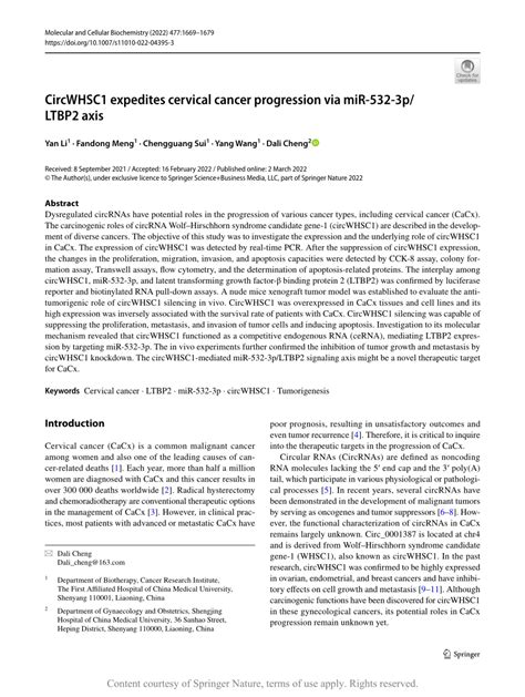 Circwhsc Expedites Cervical Cancer Progression Via Mir P Ltbp