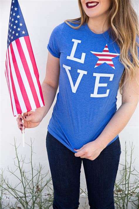 Patriotic Love T Shirt Fourth Of July Shirt American Red Etsy