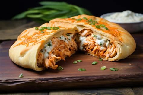 Premium Ai Image Buffalo Chicken Calzone Italian Food