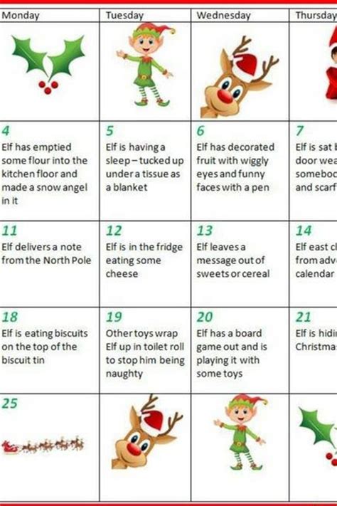 Elf On The Shelf Cheat Sheet Printable Templates Free