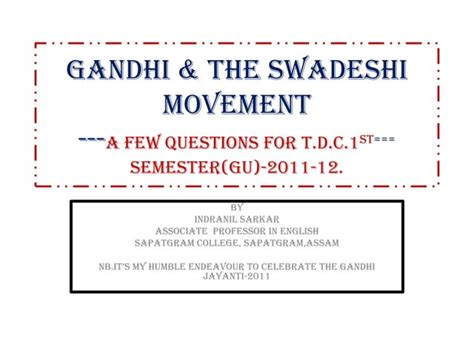 The Swadeshi Movement Ppt Free Download