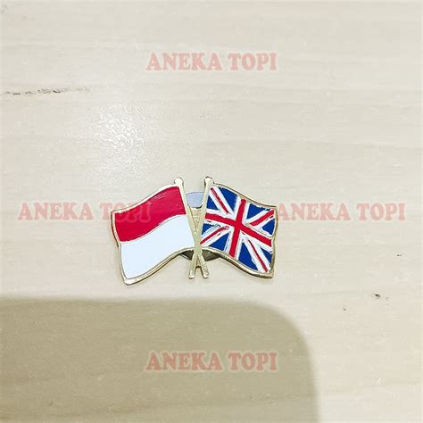 Jual Cross Flag Pin Indonesia England Magnet Pin Bendera Persahabatan