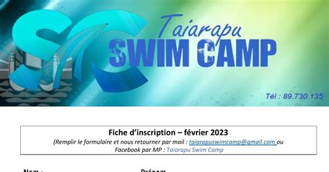 Fiche D Inscription Stage Swim Camp Pdf Docdroid