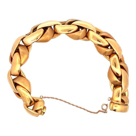 German 18 Karat Yellow Gold Braided High Polish And Satin Finish Link Bracelet At 1stdibs