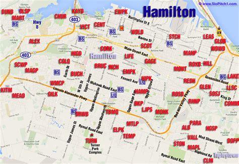 Hamilton Map Of Parks And Diamonds