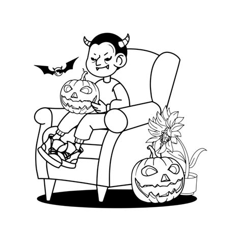 Halloween Kids Costume Party. cute devil, vector illustration 29096646 ...