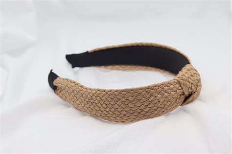 Womens Straw Weaved Wide Headband Twist Knit Braided Hairband Rattan