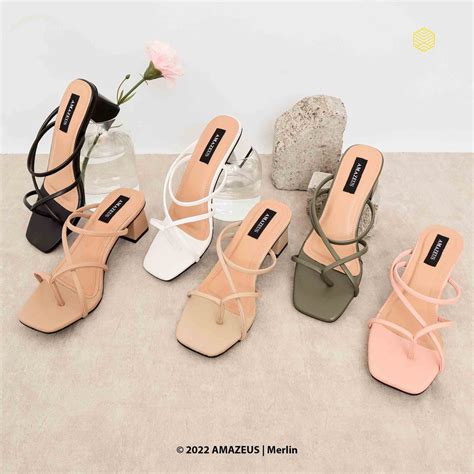 Jual Amazeus Merlin Block Heels Cm Hak Tahu Chunky Wanita Shopee