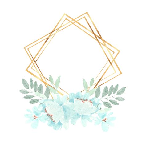 Rose Gold Watercolor Png Image Gold Frame With Soft Blue Rose