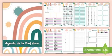 Agenda De La Profesora 2022 Arcoíris Colores Pastel