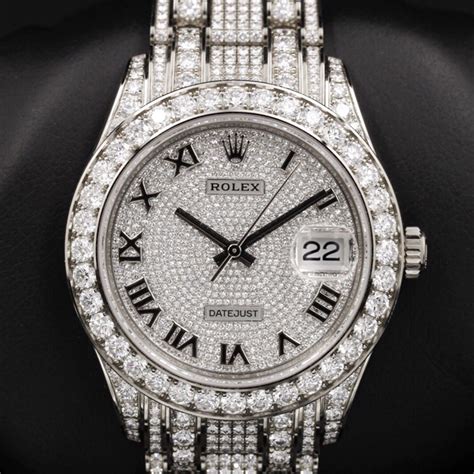 Rolex Pearlmaster 34 Diamond-paved Dial White gold and Diamonds Watch ...