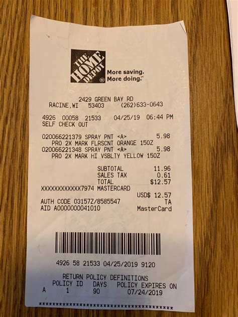 Home Depot Receipt Template Free