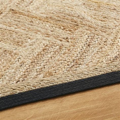 Tapis en jute tressé beige et coton gris anthracite 160x230 MARNAY