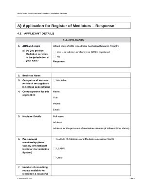 A Application For Register Of Mediators Response Doc Template Pdffiller