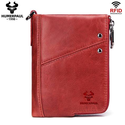 Buy Humerpaul Genuine Leather Rfid Blocking Double Zipper Men Wallet