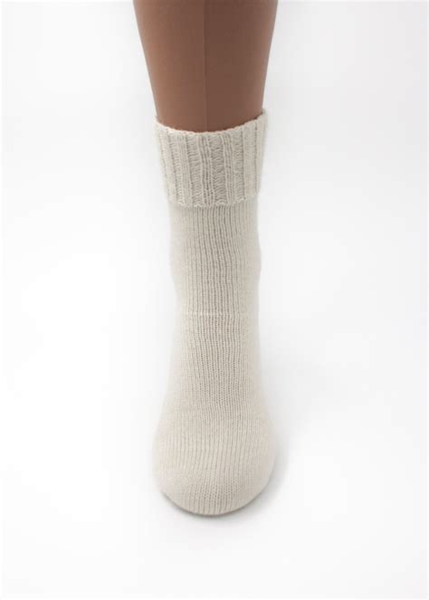 Pure White Hand Knitted Merino Wool Socks Warm Handmade Etsy