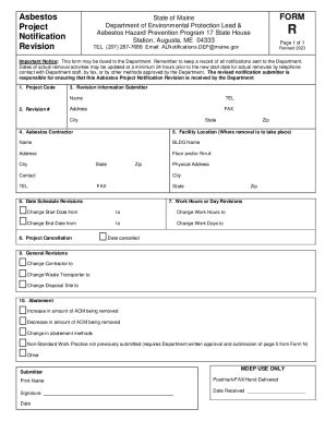 Fillable Online Asbestos Project Notification Revision FORM Fax Email