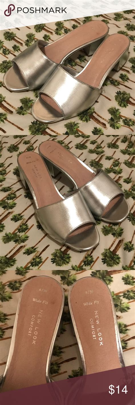 New Look Silver Slides Metallic Silver Slides Super Comfortable And Really Cute Worn Once But