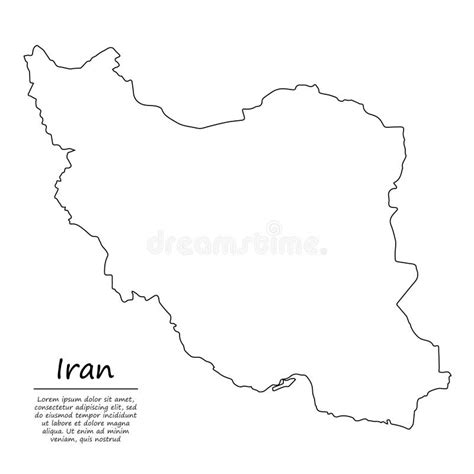 Simple Outline Map Of Iran In Sketch Line Style Stock Illustration