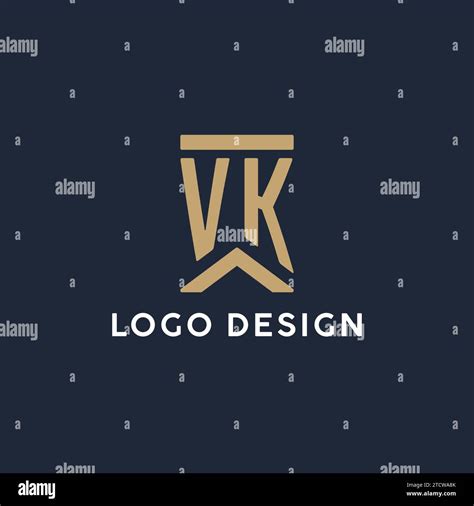 Vk Initial Monogram Logo Design In A Rectangular Style With Curved Side