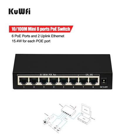 10/100 Mbps 48V POE Network Switch with 6 PoE Ports and 2 Uplink ...