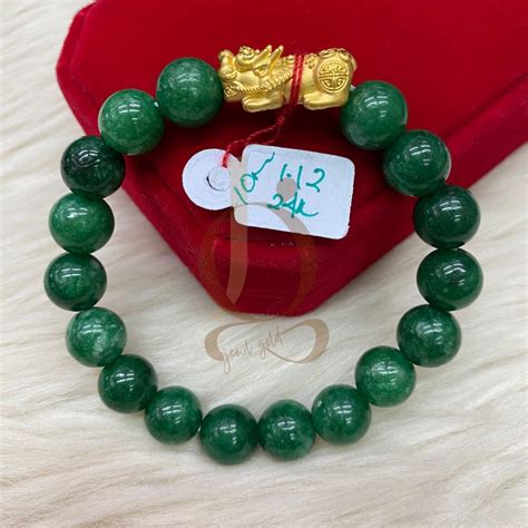 Jewl Gold K Hong Kong Gold Piyao Bracelet G Mm Dark Green