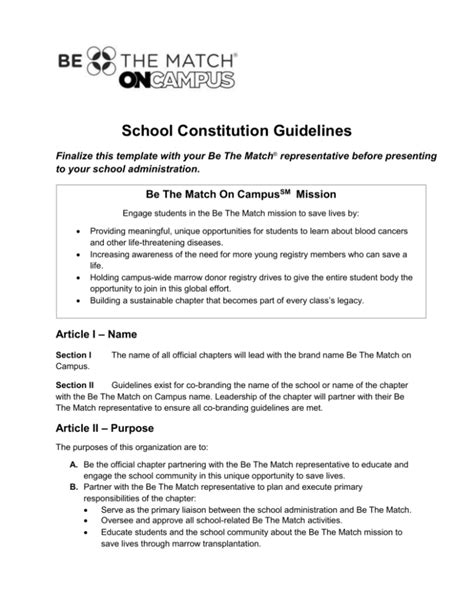 School Constitution Guidelines Finalize This Template With Your Be