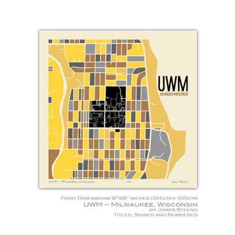 UWM Milwaukee Wisconsin Campus Art Map Print University of